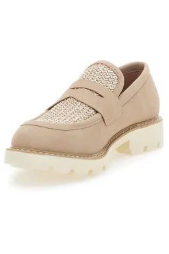 Mocassini beige con bocca di leone e Suola Bianca LE HAVRE PARIS KMD25S15G