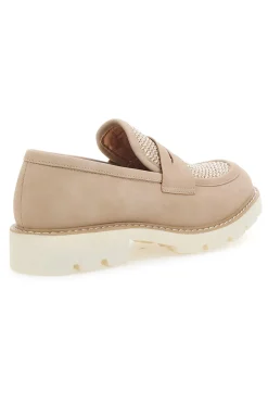 Mocassini beige con bocca di leone e Suola Bianca LE HAVRE PARIS KMD25S15G