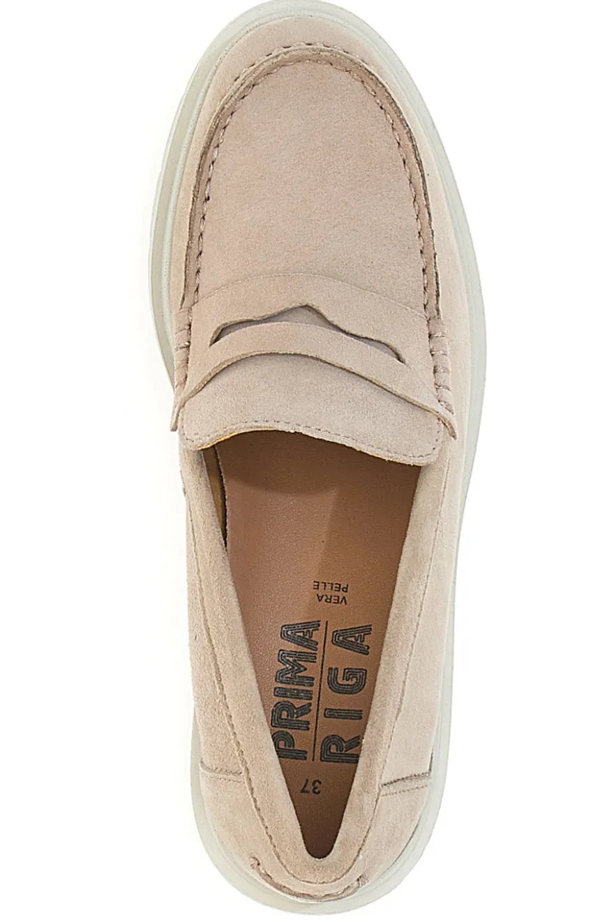 Mocassini Beige Con Bocca di Leone Prima Riga 21153IGNIS