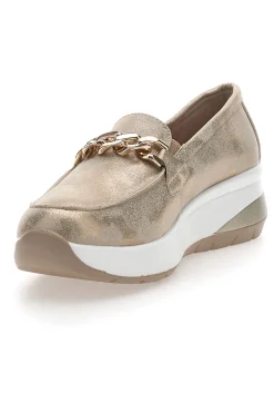 Mocassini Beige con Fibbia Dorata ENERGY E800
