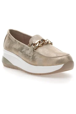 Mocassini Beige con Fibbia Dorata ENERGY E800