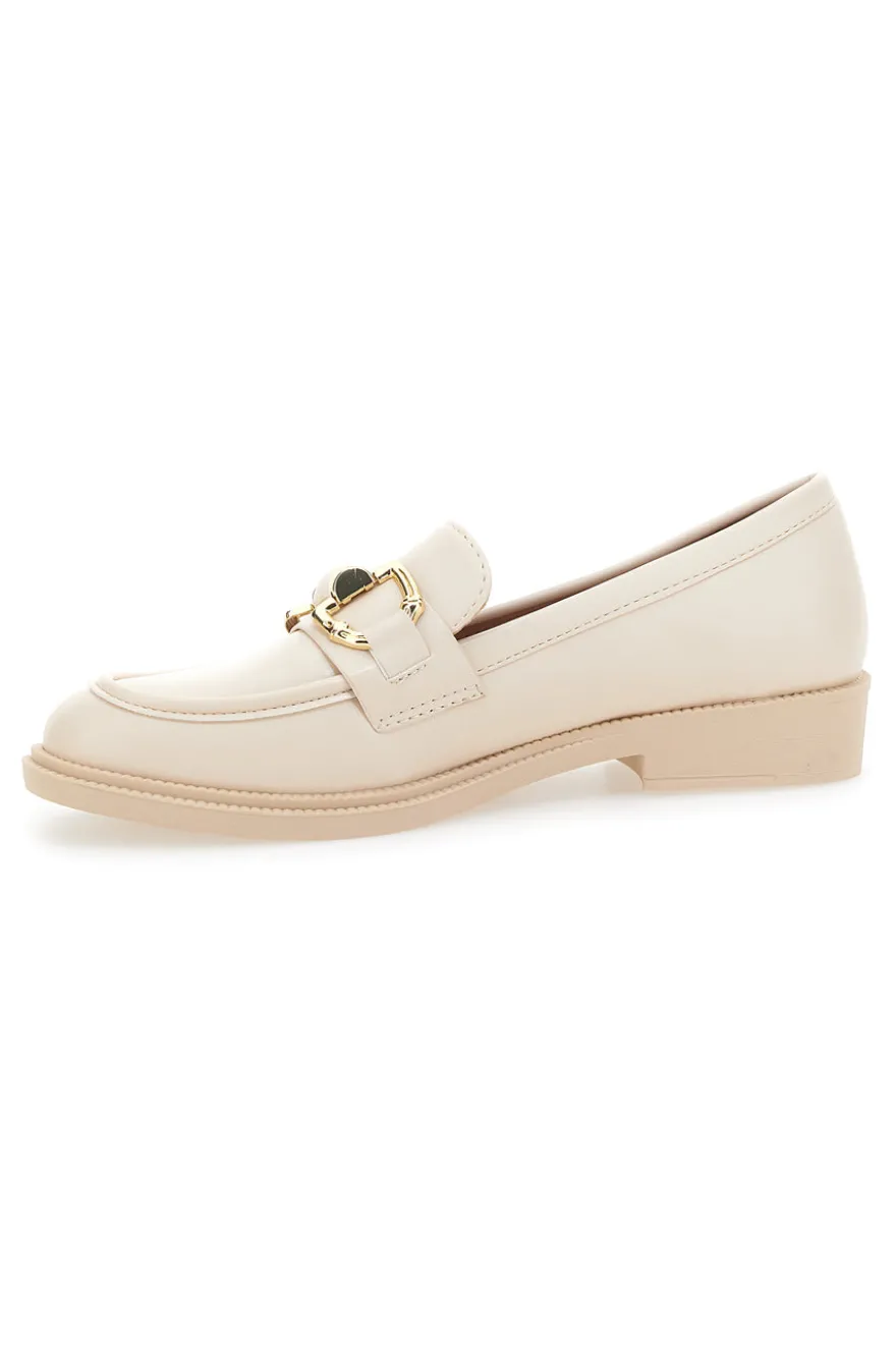 Mocassini Beige con Morsetto Oro Talemi 2401