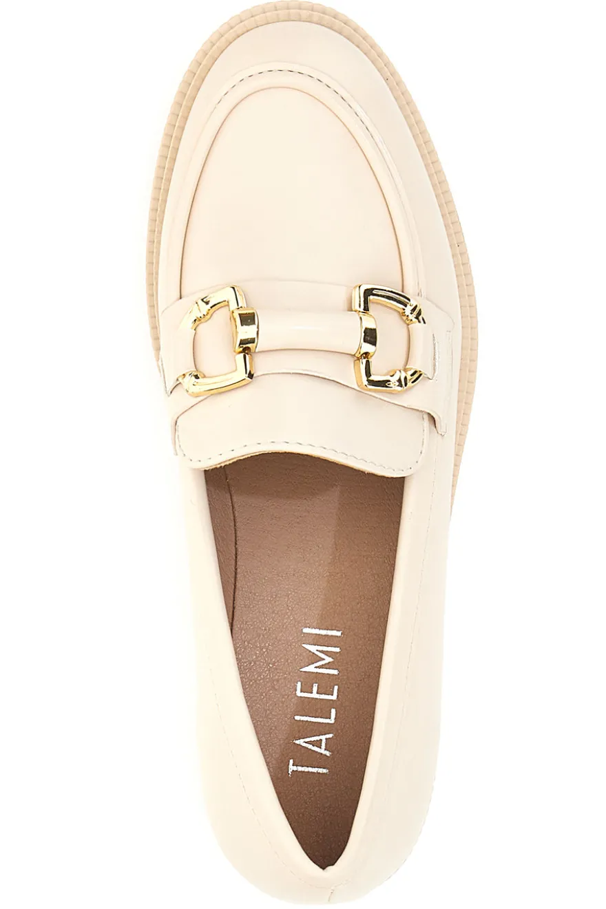 Mocassini Beige con Morsetto Oro Talemi 2401