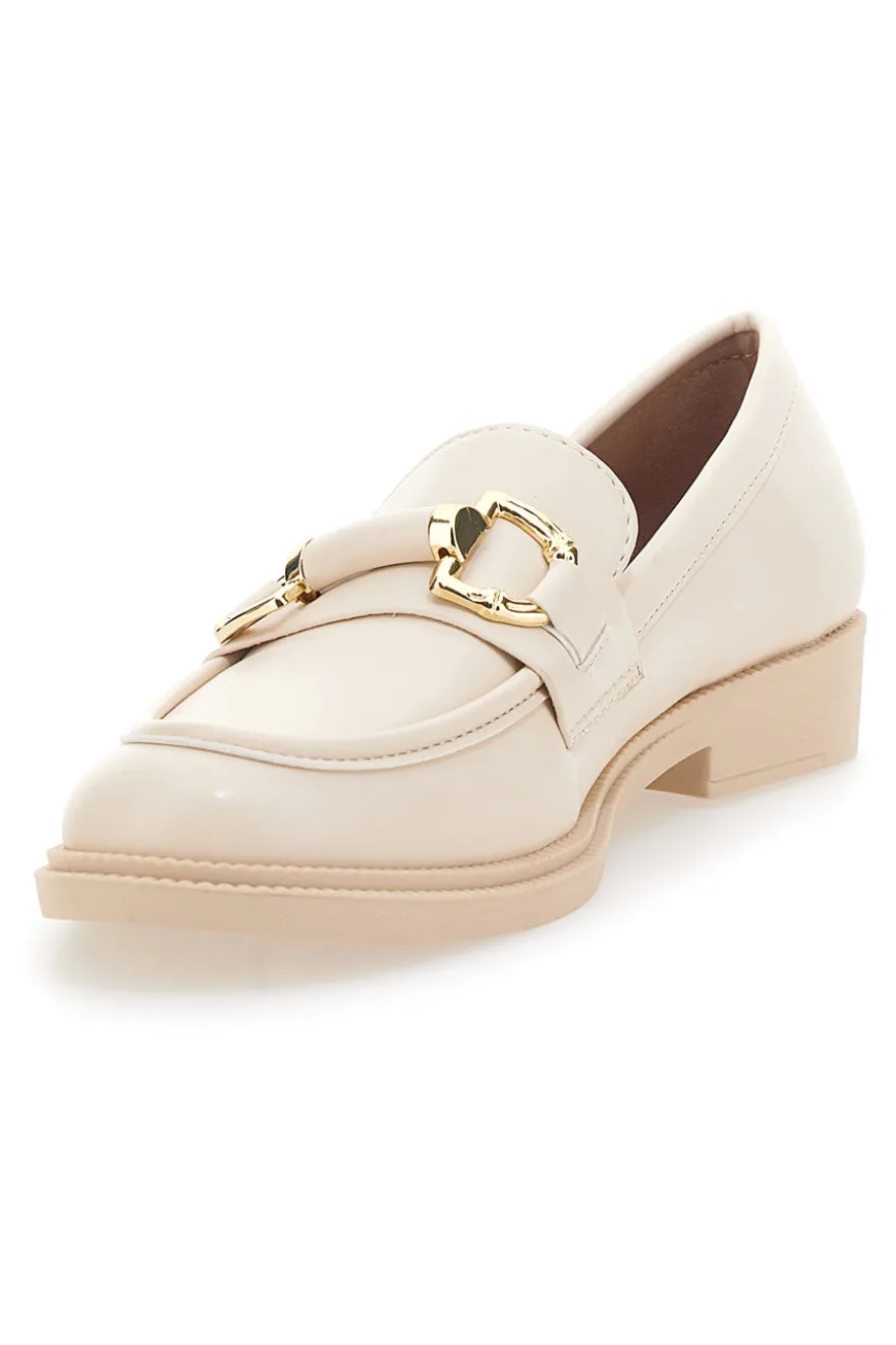 Mocassini Beige con Morsetto Oro Talemi 2401