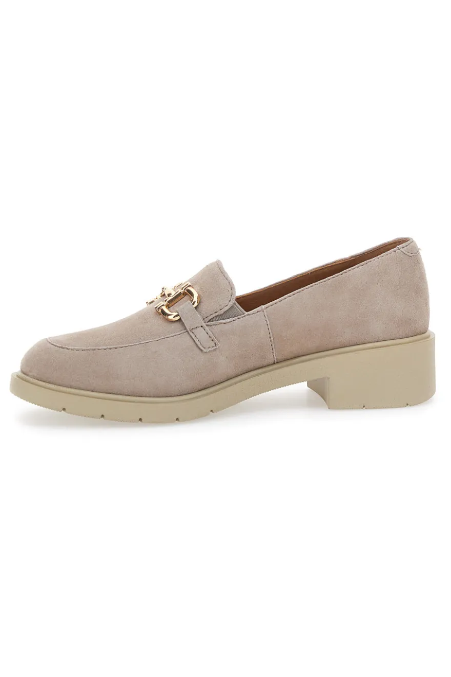 Mocassini Beige con Morsetto Dorato Mio Tempo 21216