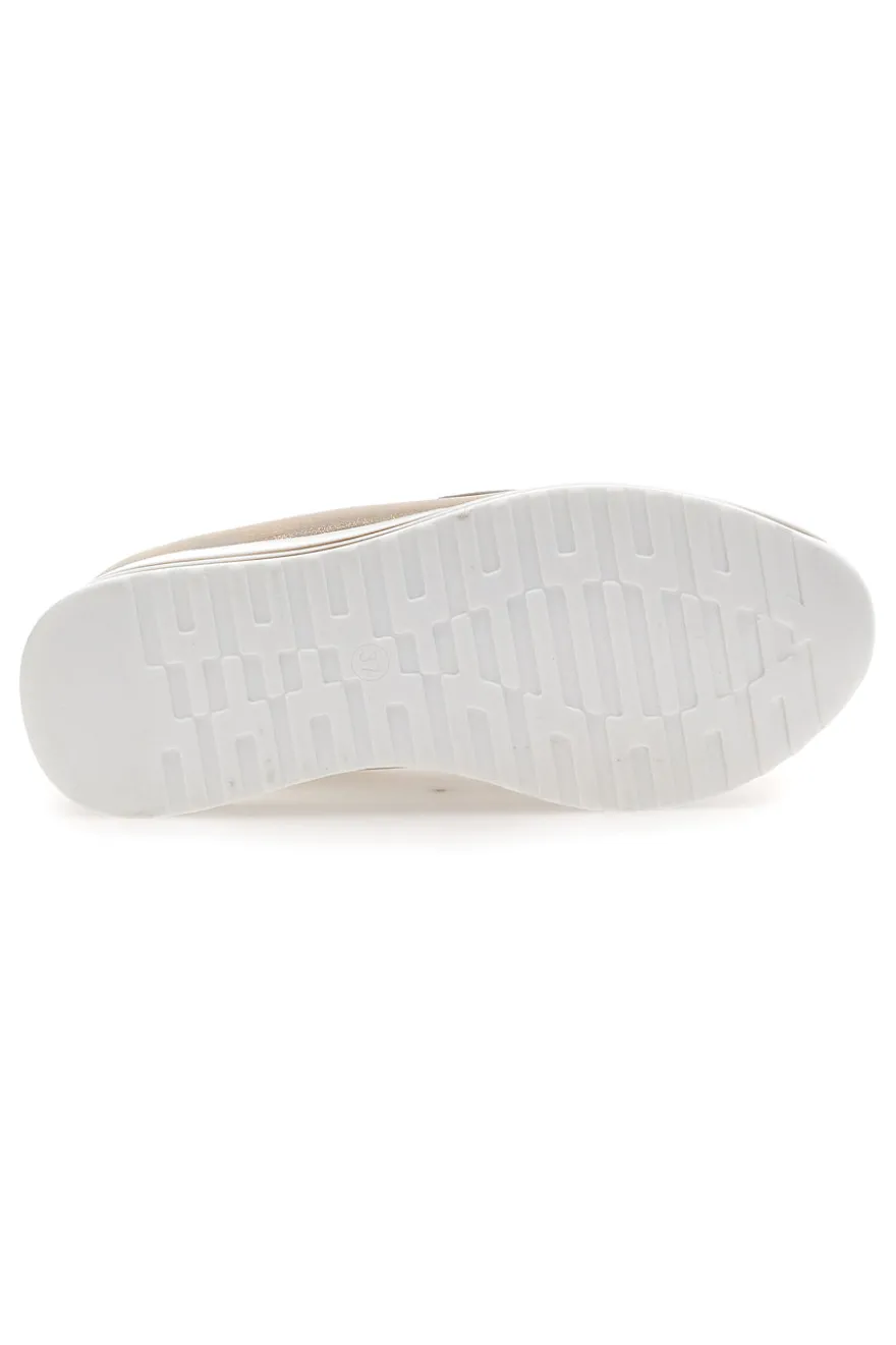 Mocassini Beige Con Morsetto Oro e Platform Energy 42