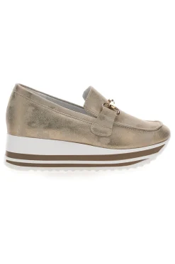 Mocassini Beige Con Morsetto Oro e Platform Energy 42