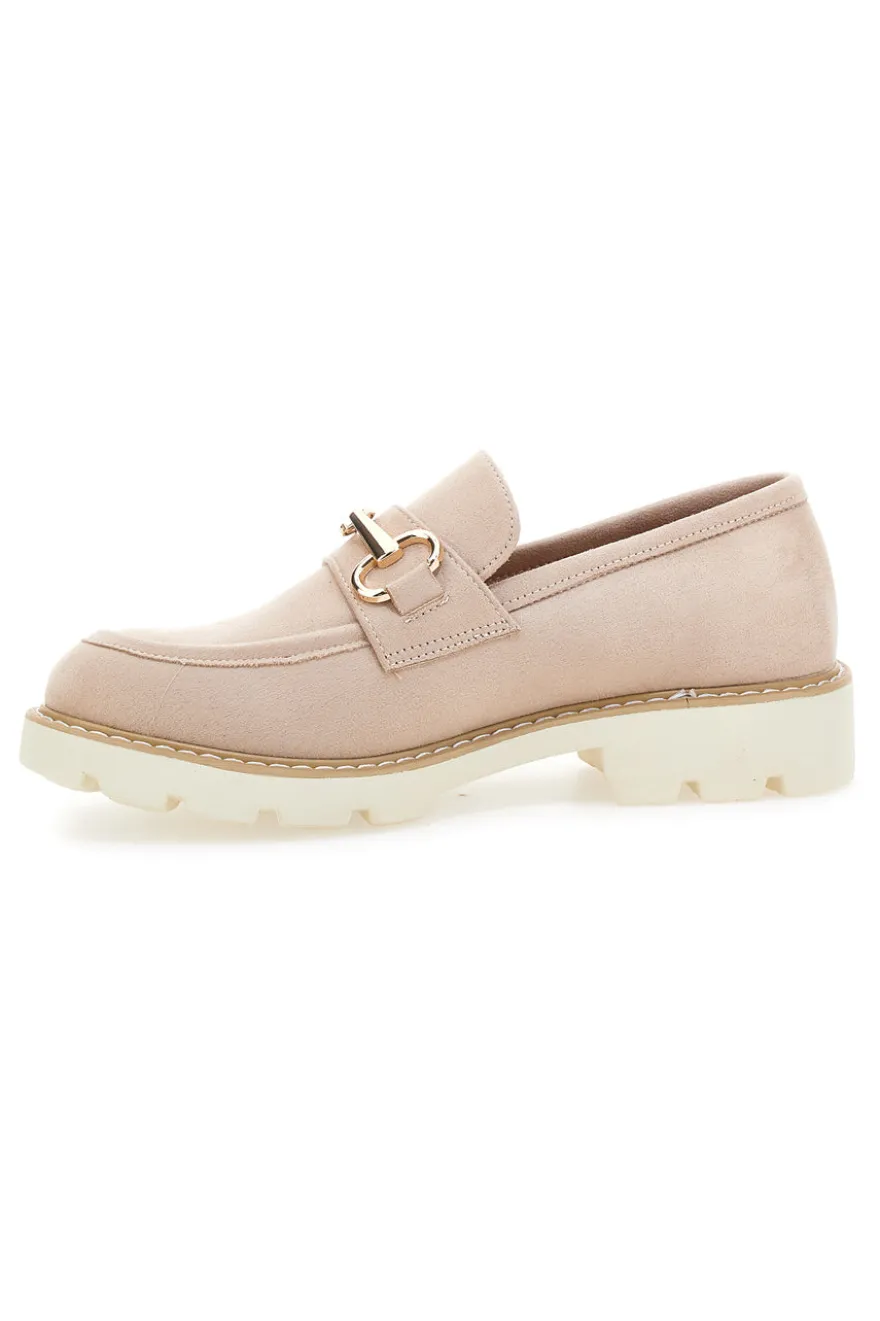 Mocassini Beige con Suola a Contrasto Bianca LE HAVRE PARIS BL602915