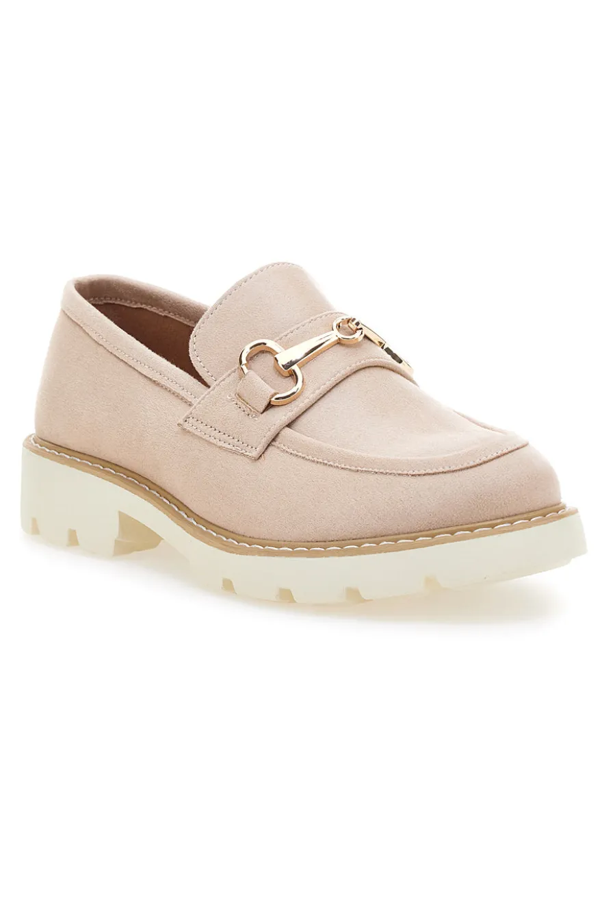 Mocassini Beige con Suola a Contrasto Bianca LE HAVRE PARIS BL602915