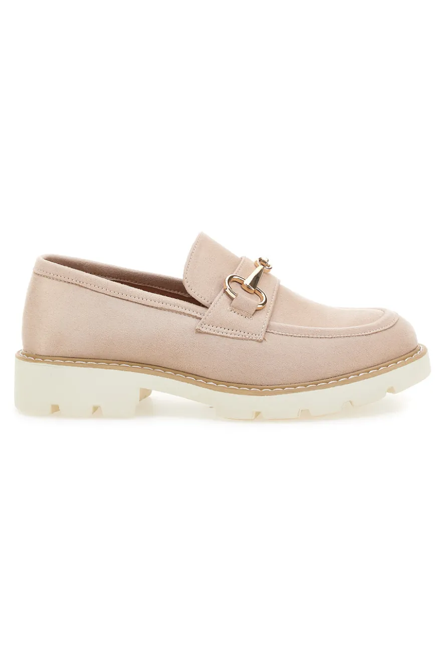 Mocassini Beige con Suola a Contrasto Bianca LE HAVRE PARIS BL602915