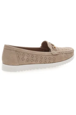 Mocassini Beige con Tomaia Traforata e Fibbia Dorata MIO TEMPO MIN7023