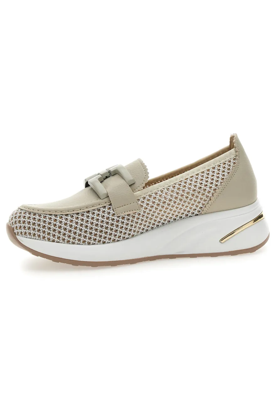 Mocassini Beige con Tomaia Traforata MIO TEMPO H82232LF14