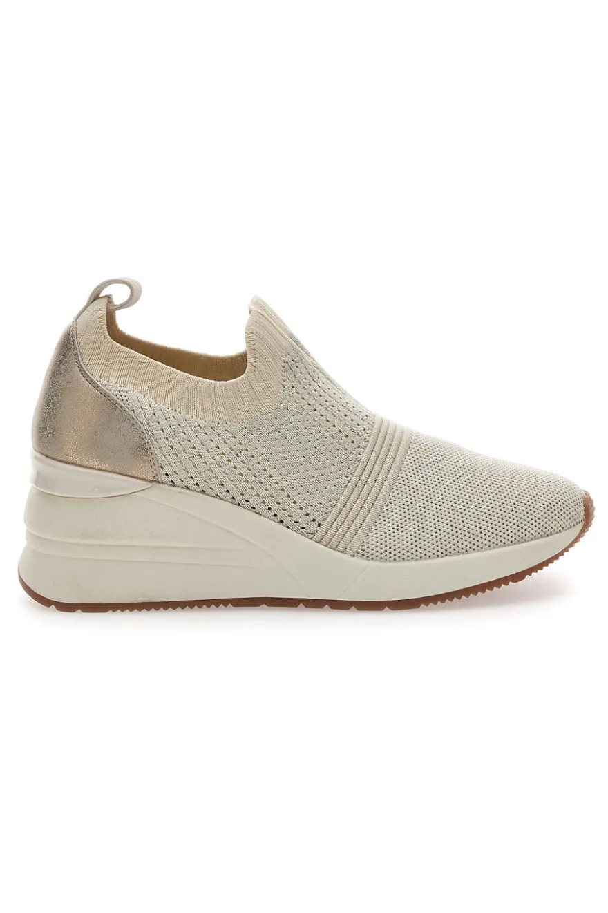 Mocassini Beige in Tela con Zeppa ENERGY E20