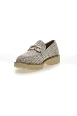 Mocassini beige in tessuto intrecciato con morsetto Le havre paris BL60303C