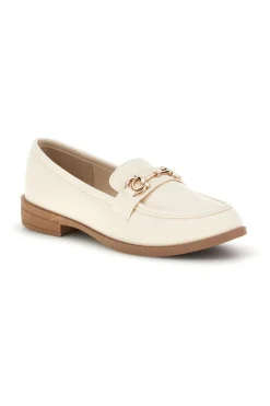 Mocassini beige in tessuto con morsetto First lady P675