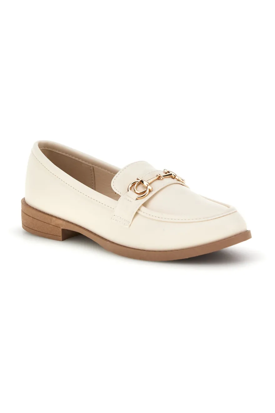 Mocassini beige in tessuto con morsetto First lady P675
