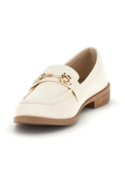 Mocassini beige in tessuto con morsetto First lady P675