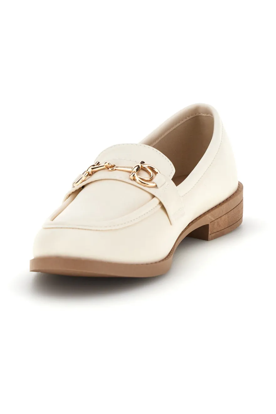 Mocassini beige in tessuto con morsetto First lady P675