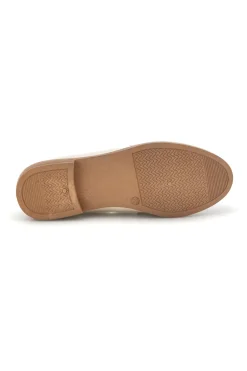 Mocassini beige in tessuto con morsetto First lady P675