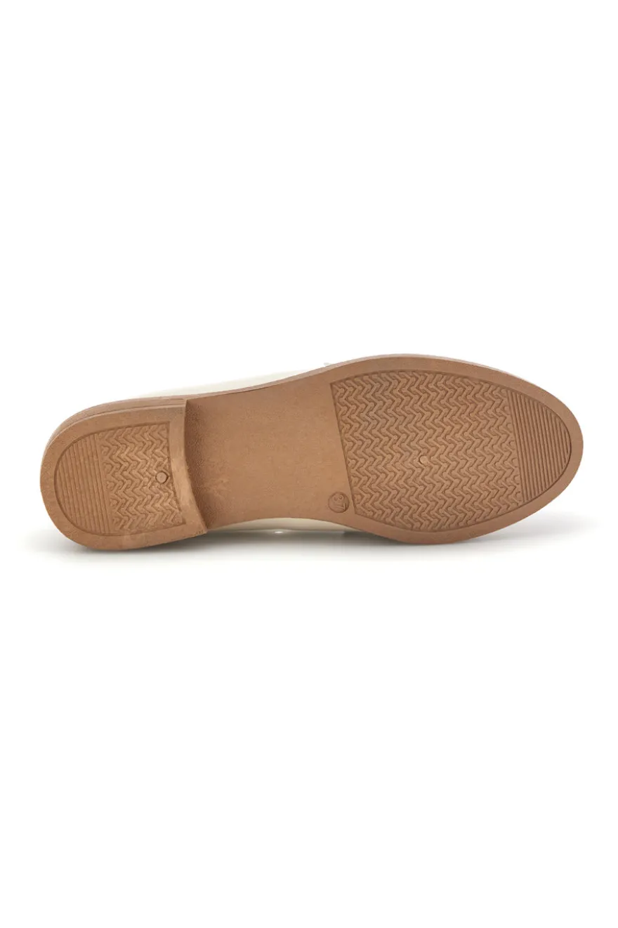 Mocassini beige in tessuto con morsetto First lady P675