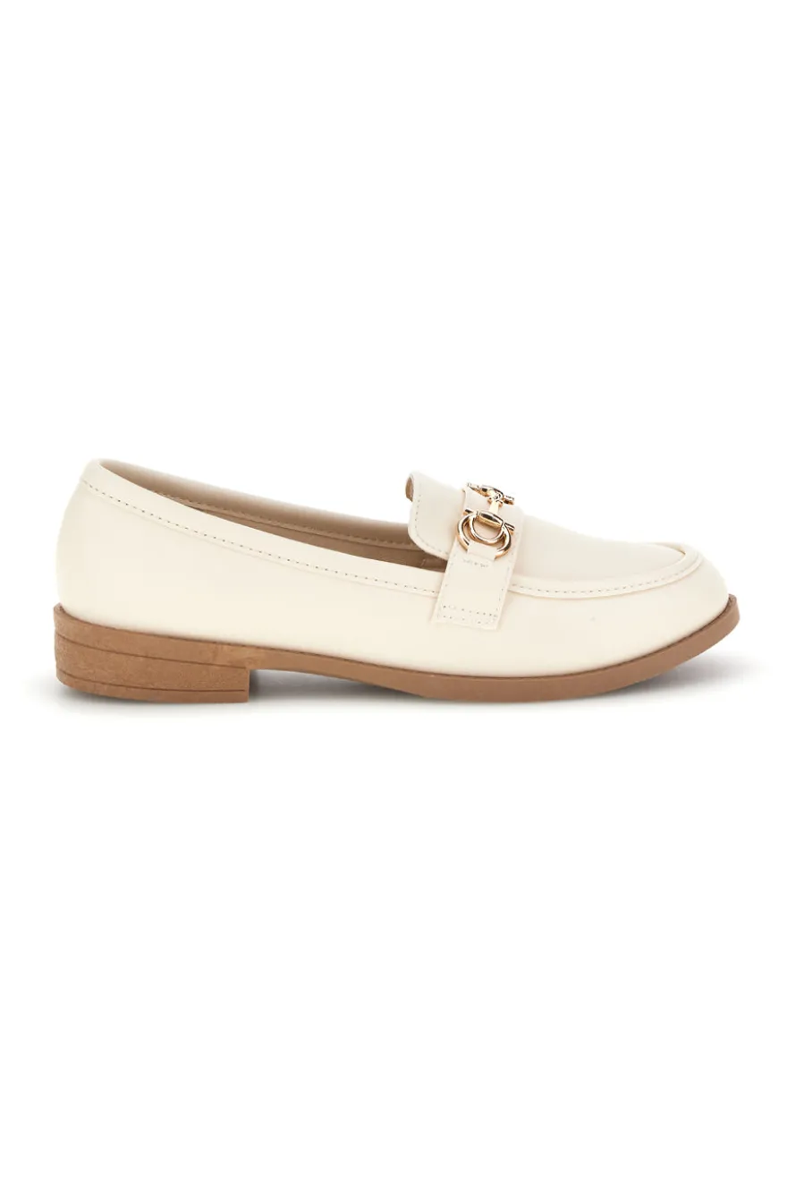Mocassini beige in tessuto con morsetto First lady P675