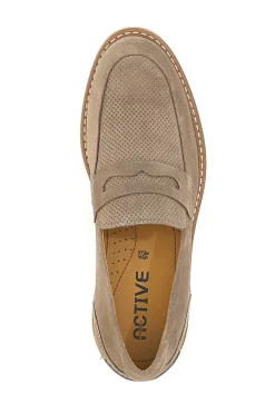 Mocassini Beige In Vera Pelle Scamosciata Pittarello Active 2402