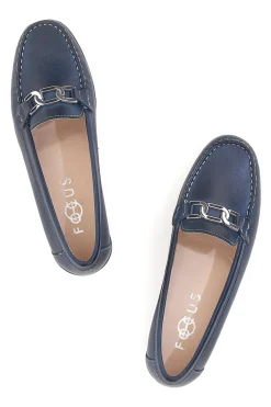 Mocassini Blu Con Accessorio Argentato Pittarello Focus 8134