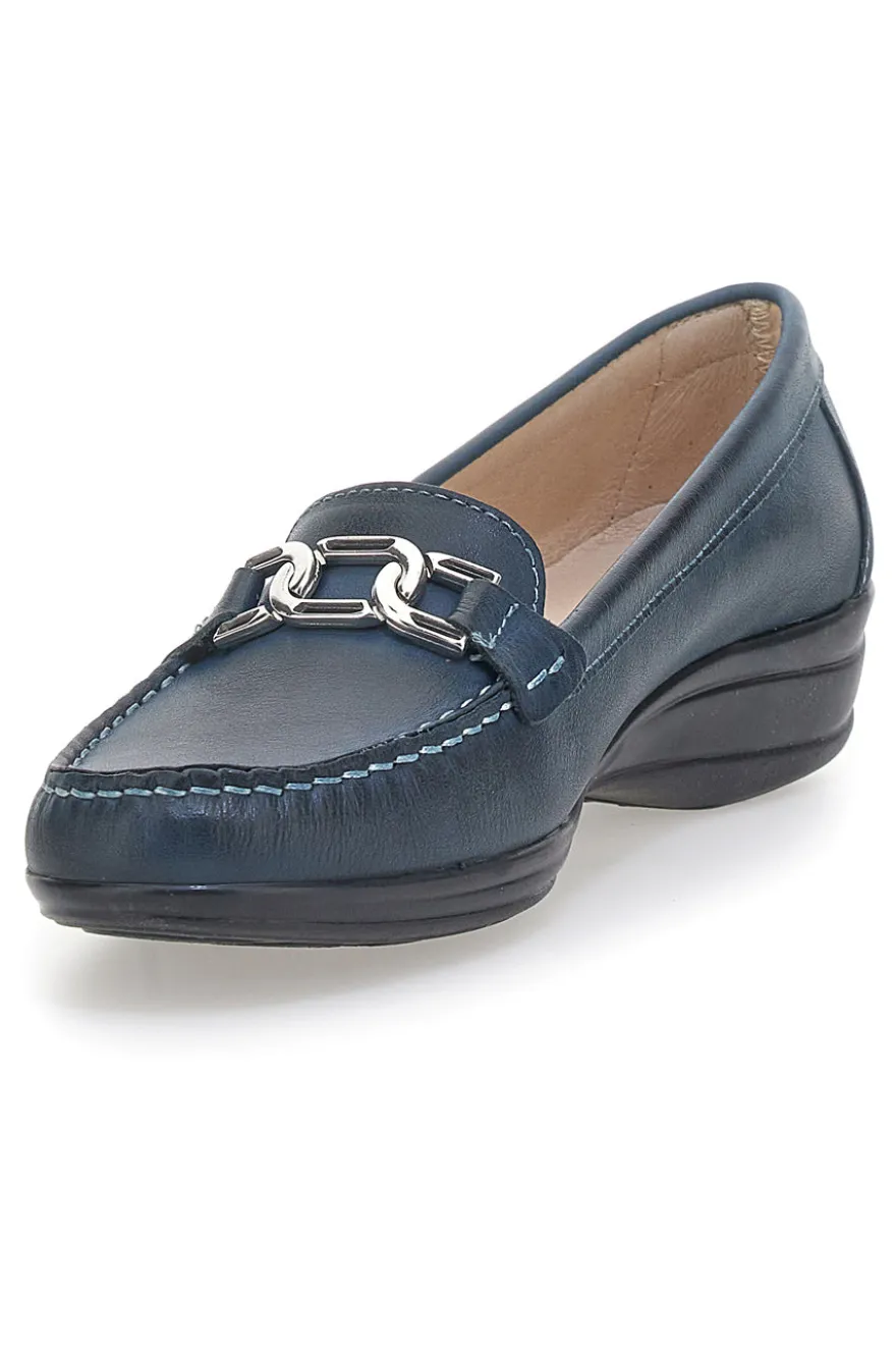 Mocassini Blu Con Accessorio Argentato Pittarello Focus 8134