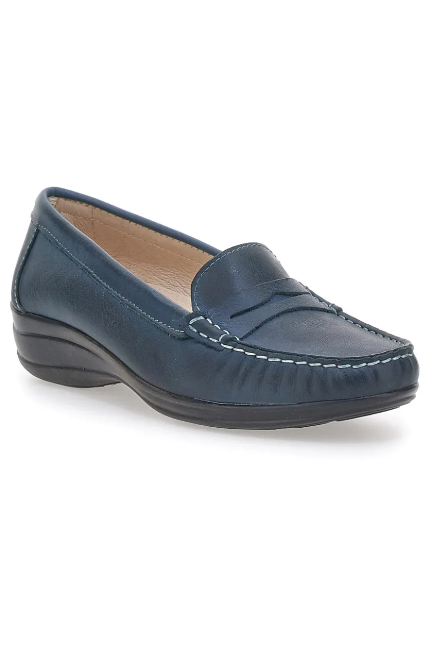 Mocassini Blu Con Bocca di Leone Pittarello Focus 8160