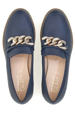 Mocassini Blu con Catenella Pittarello Glam 3640