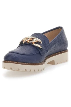 Mocassini Blu con Catenella Pittarello Glam 3640