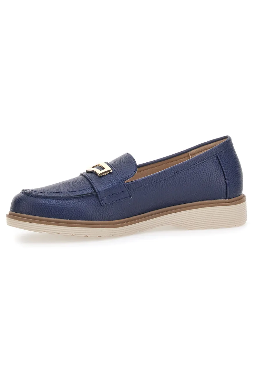 Mocassini Blu Con Morsetto Dorato Le Havre Paris 3202122