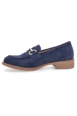 Mocassini blu con morsetto e sottopiede in pelle Le havre paris RQ2652