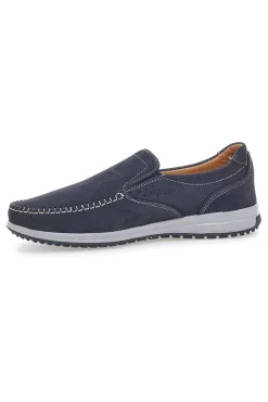 Mocassini Blu con Tomaia in Pelle Nabuk e Suola in Gomma JERPOINT 320