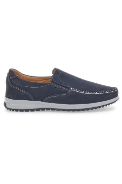 Mocassini Blu con Tomaia in Pelle Nabuk e Suola in Gomma JERPOINT 320