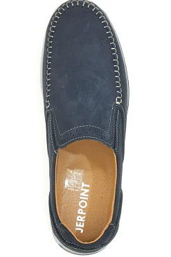 Mocassini Blu con Tomaia in Pelle Nabuk e Suola in Gomma JERPOINT 320