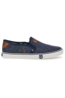 Mocassini Blu con Tomaia in Tessuto ROUTE 66 RO01805