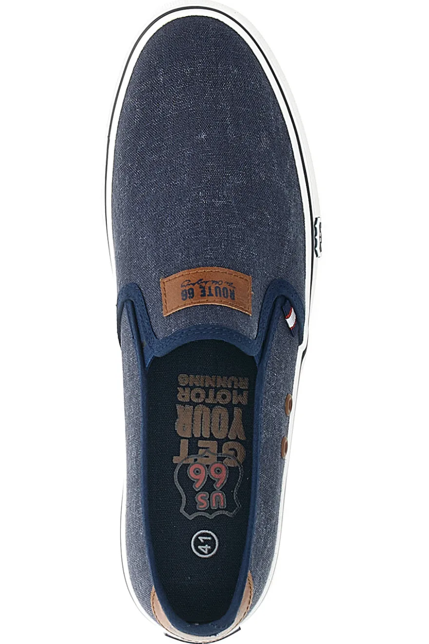Mocassini Blu con Tomaia in Tessuto ROUTE 66 RO01805