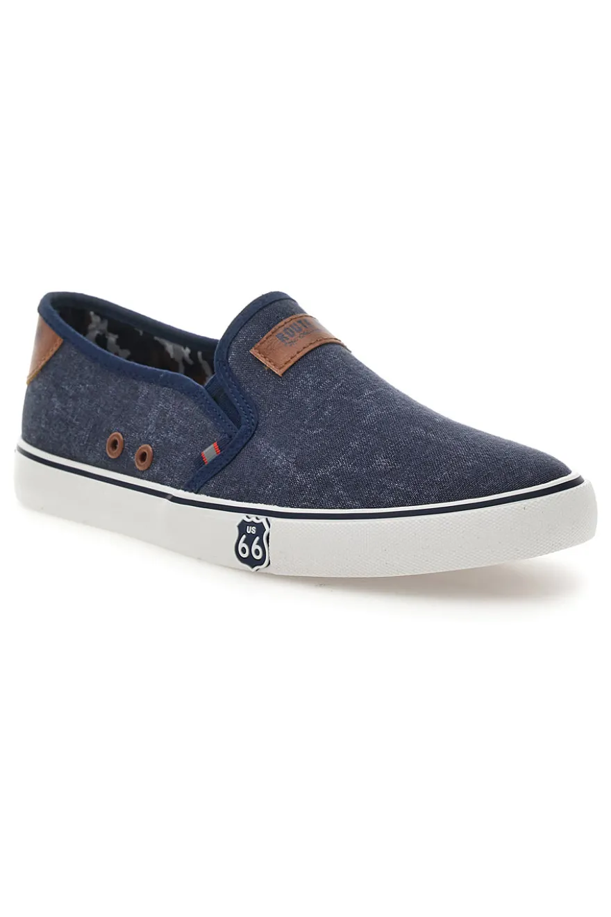 Mocassini Blu con Tomaia in Tessuto ROUTE 66 RO01805