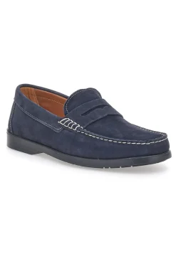 Mocassini Blu con Tomaia in Pelle Nabuk Made in Italy JERPOINT 195