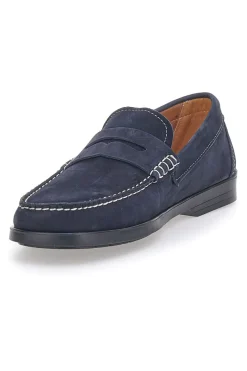 Mocassini Blu con Tomaia in Pelle Nabuk Made in Italy JERPOINT 195