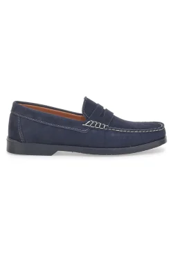 Mocassini Blu con Tomaia in Pelle Nabuk Made in Italy JERPOINT 195