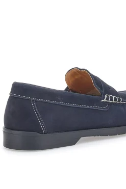 Mocassini Blu con Tomaia in Pelle Nabuk Made in Italy JERPOINT 195