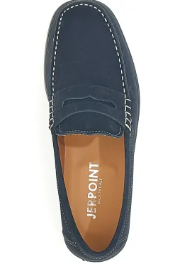 Mocassini Blu con Tomaia in Pelle Nabuk Made in Italy JERPOINT 195