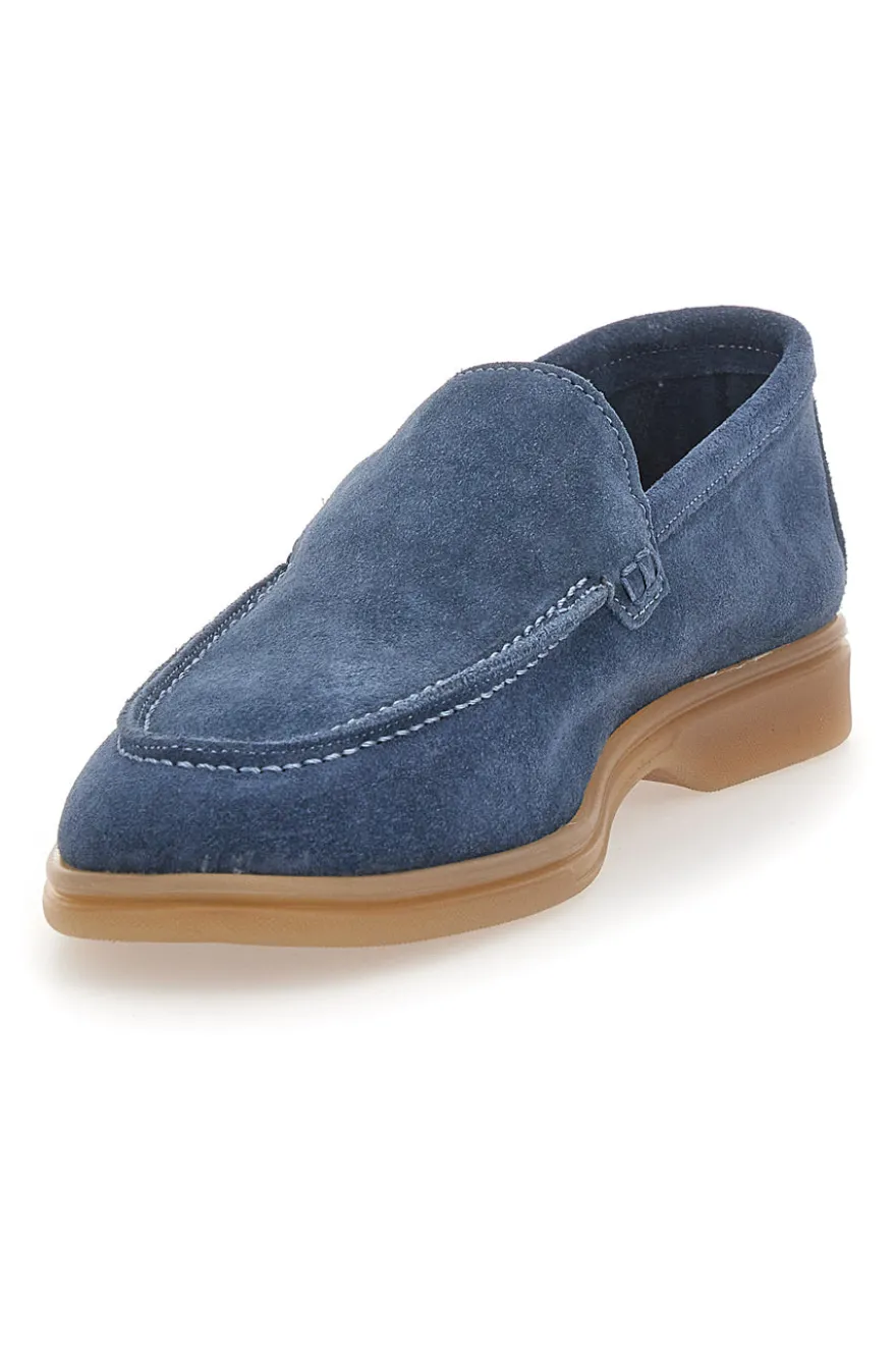 Mocassini Blu con Tomaia in Suede Vera Pelle PTR 2070