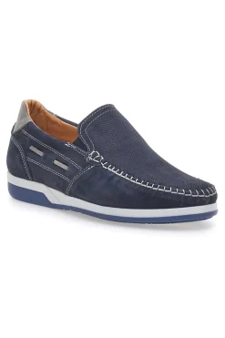 Mocassini Blu in Pelle Nabuk Made in Italy JERPOINT 195