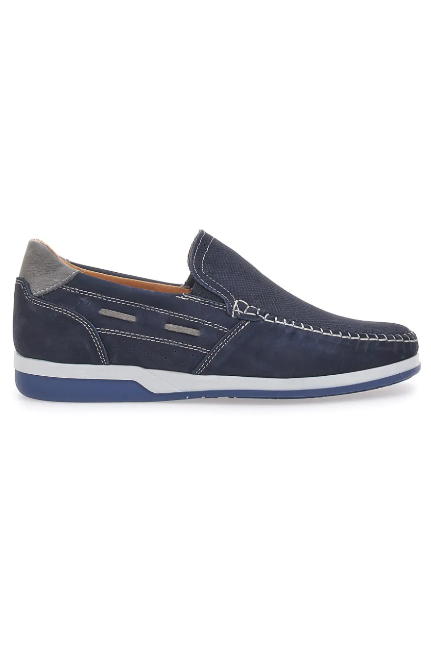 Mocassini Blu in Pelle Nabuk Made in Italy JERPOINT 195