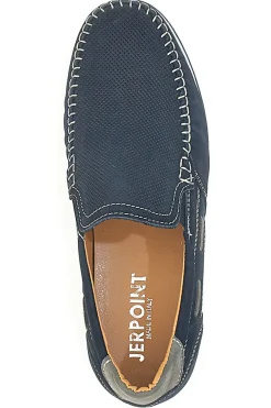 Mocassini Blu in Pelle Nabuk Made in Italy JERPOINT 195