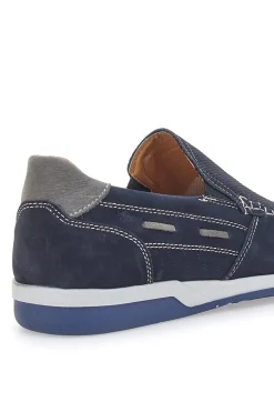 Mocassini Blu in Pelle Nabuk Made in Italy JERPOINT 195