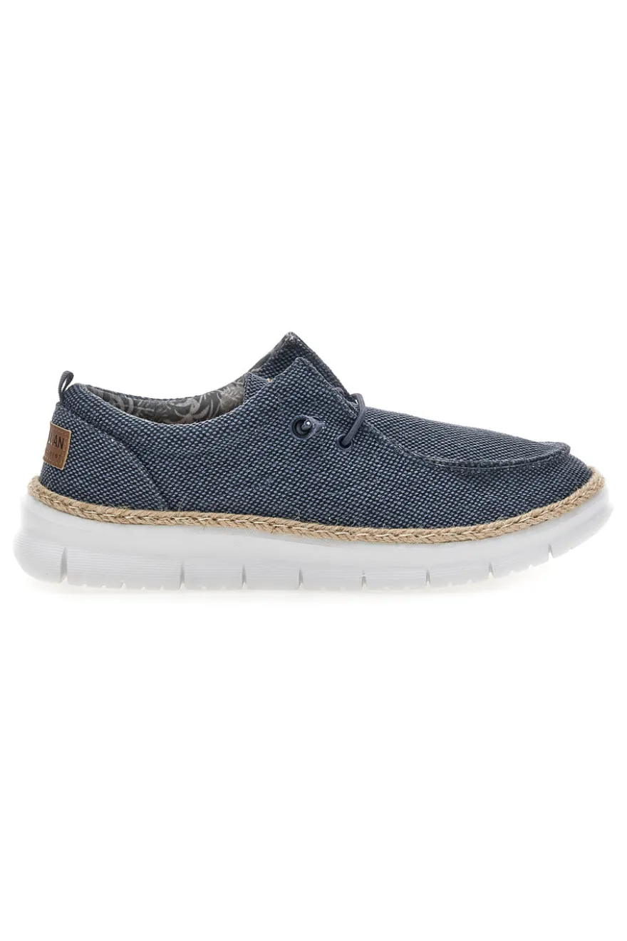 Mocassini blu in tessuto con lacci Max dillan WALLY BIG CVS